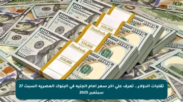 تقلبات الدولار.. تعرف على أخر سعر أمام الجنيه في البنوك المصرية السبت 27 سبتمبر 2025